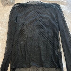Elegant Black Sheer Polka Dot Top